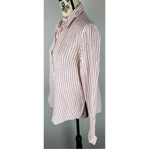 Rails Women’s Sidney Florence White And Pink Stripe Button Down Top, size Medium - Picture 3 of 9